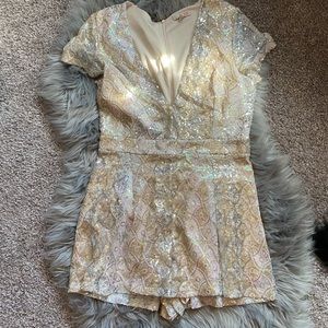 Sequin deep V romper